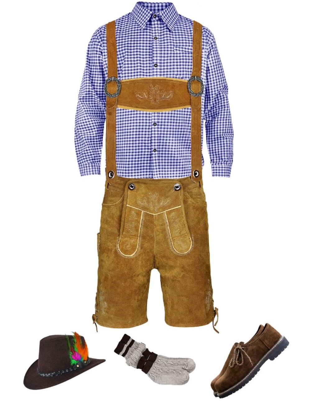 Men's Suede Lederhosen Oktoberfest Outfit Bavarian German Costume